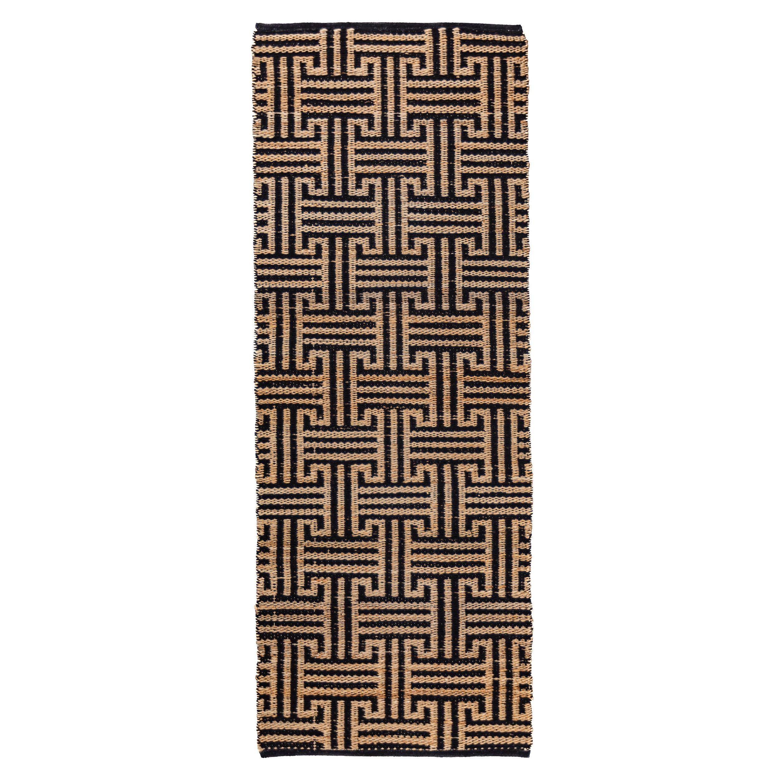 JUTETEPPICH CROFT, geometrisch, Natur-Schwarz, 80 x 230 cm - Braun, Textil (80/230cm) - KADIMA DESIGN