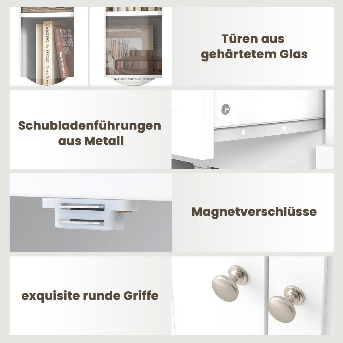 BADEZIMMERSCHRANK Weiß - Weiß, Holzwerkstoff (60/160/30cm) - COSTWAY