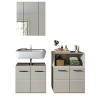 BADMÖBEL-SET Kaschmir 135 cm 3-teilig, Badezimmer Schränke in modernem Design - Kaschmir/Schwarz, Glas/Holzwerkstoff (135/185/30cm) - Inn.Furn