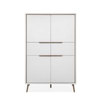 HIGHBOARD mit 4 Türen und 2 Schubladen - Arona - 90/38/140 cm - Weiß, Holzwerkstoff (38/140/90cm) - Calicosy