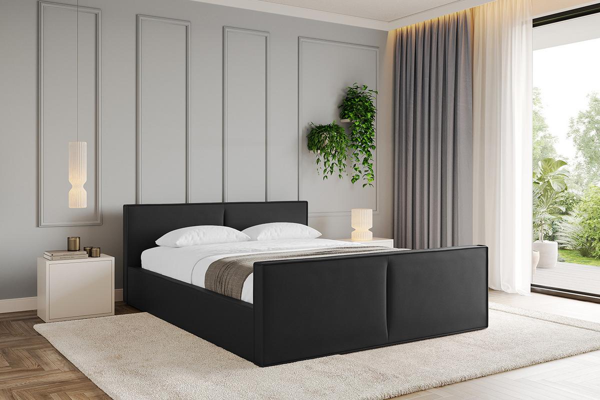 POLSTERBETT mit Bettkasten, Fußteil und Lattenrost, Boxbett mit Matratze H3/H4 - EMMI-Z-V1 180x200 Schwarz Kunstleder - Schwarz Hochglanz, Holzwerkstoff/Textil (180/200cm) - ALTDECOR