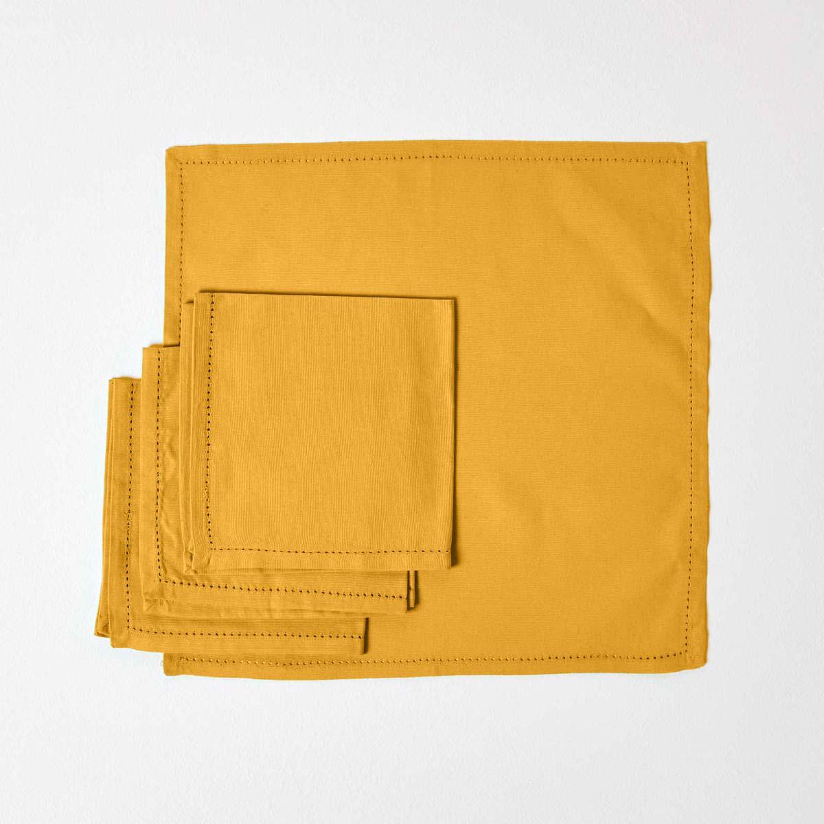 STOFFSERVIETTEN 4er-Set senfgelb 45/45 cm, 100% Baumwolle - Gelb, Textil (45/45cm) - Homescapes