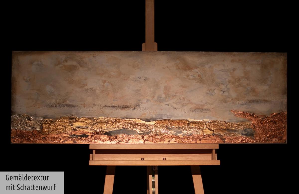 ACRYLBILD HANDGEMALT 120/40 cm - Weiß/Braun, Holz/Textil (120/40cm) - KUNSTLOFT