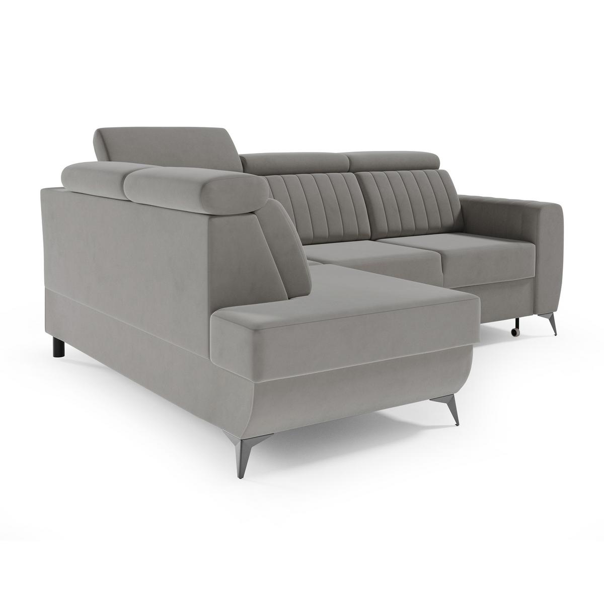 ECKSCHLAFSOFA Connor II verstellbare Kopfstützen, Dunkelbeige, links - Beige/Schwarz, Textil (268/204cm) - Beautysofa
