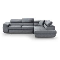 ECKSCHLAFSOFA Vild verstellbaren Kopfstützen, Hellgrau, rechts - Chromfarben/Hellgrau, Textil (275/203cm) - Beautysofa