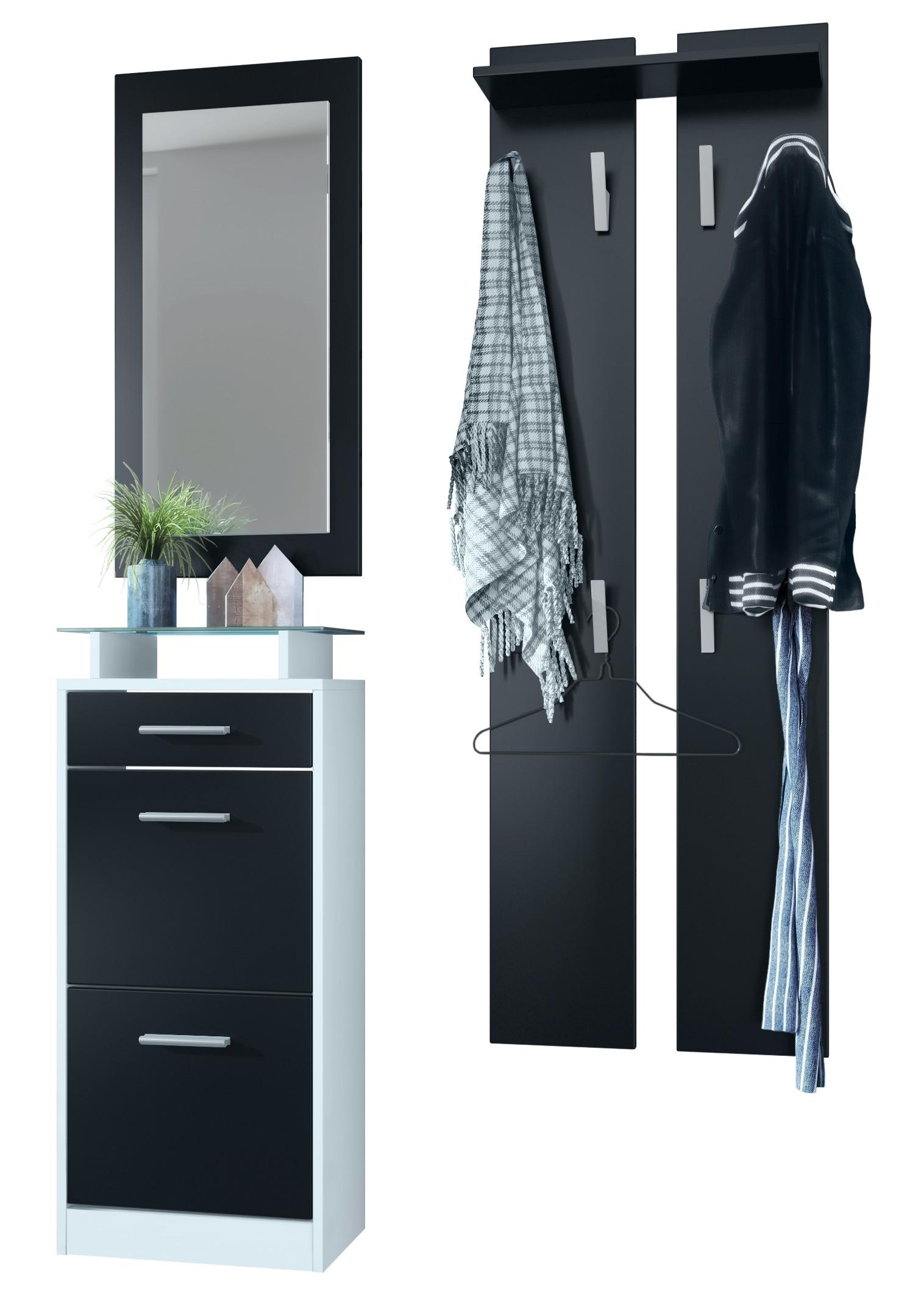 GARDEROBE Loret Front in Schwarz matt - Schwarz, Holzwerkstoff (140/200/23cm) - Vladon