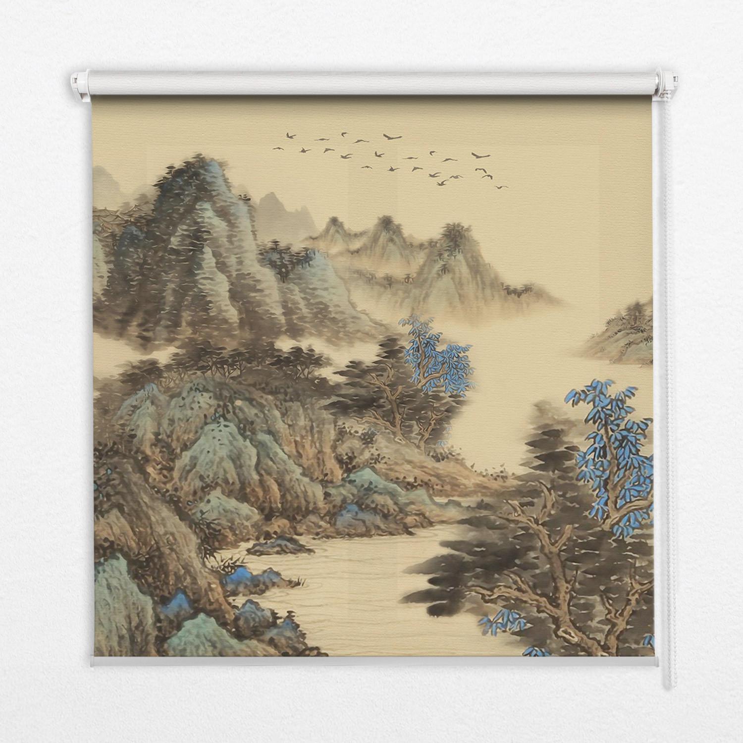 INNENROLLO - Fensterrollo - Rollo - 100x140 cm - Gebirge - Braun, Kunststoff (100/140/0.5cm) - TULUP