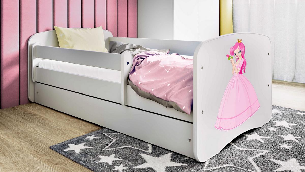 KINDERBETT Emily mit Schublade und Matratze, Weiß 70x140 cm - Altrosa, Holzwerkstoff (140/70cm) - WFL GROUP
