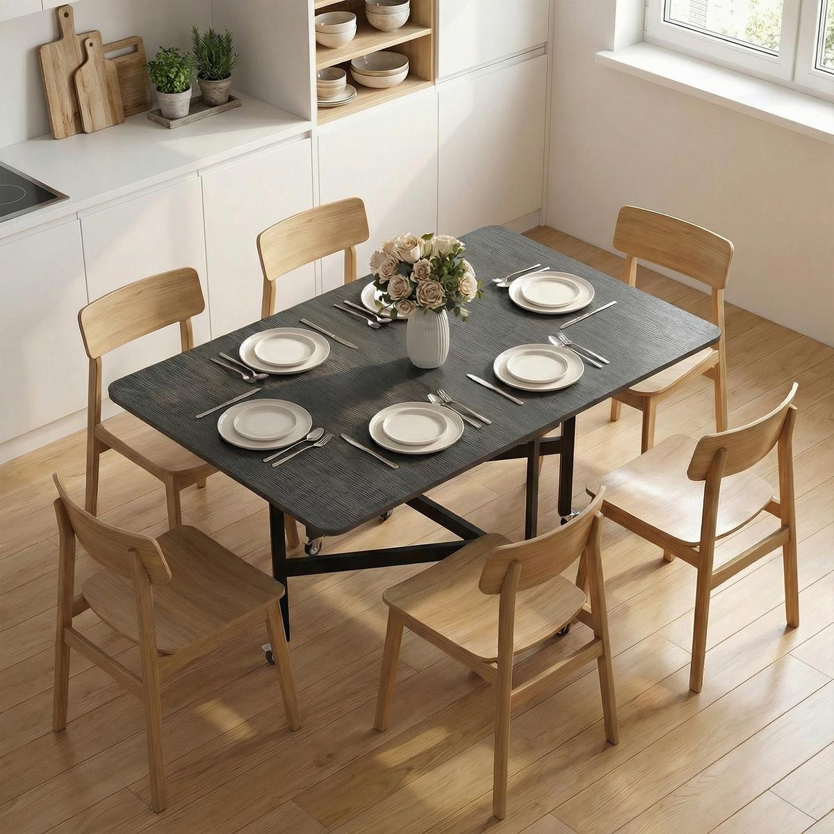 ESSTISCH klappbar aus Spanplatte Stahl Schwarz - Schwarz, Holzwerkstoff (120/80/73cm) - HOMCOM