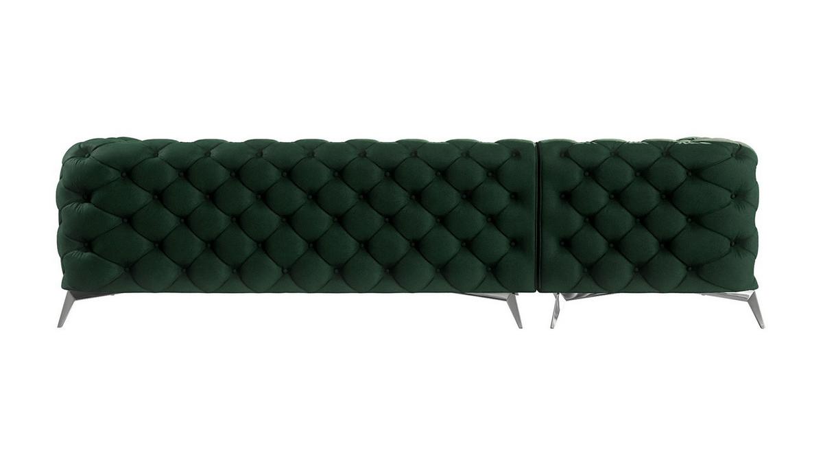 ECKSOFA Chesterfield Laura Flasche Grün Samt - Smaragdgrün/Silberfarben, Holz/Textil (305/200cm) - S-Style Möbel