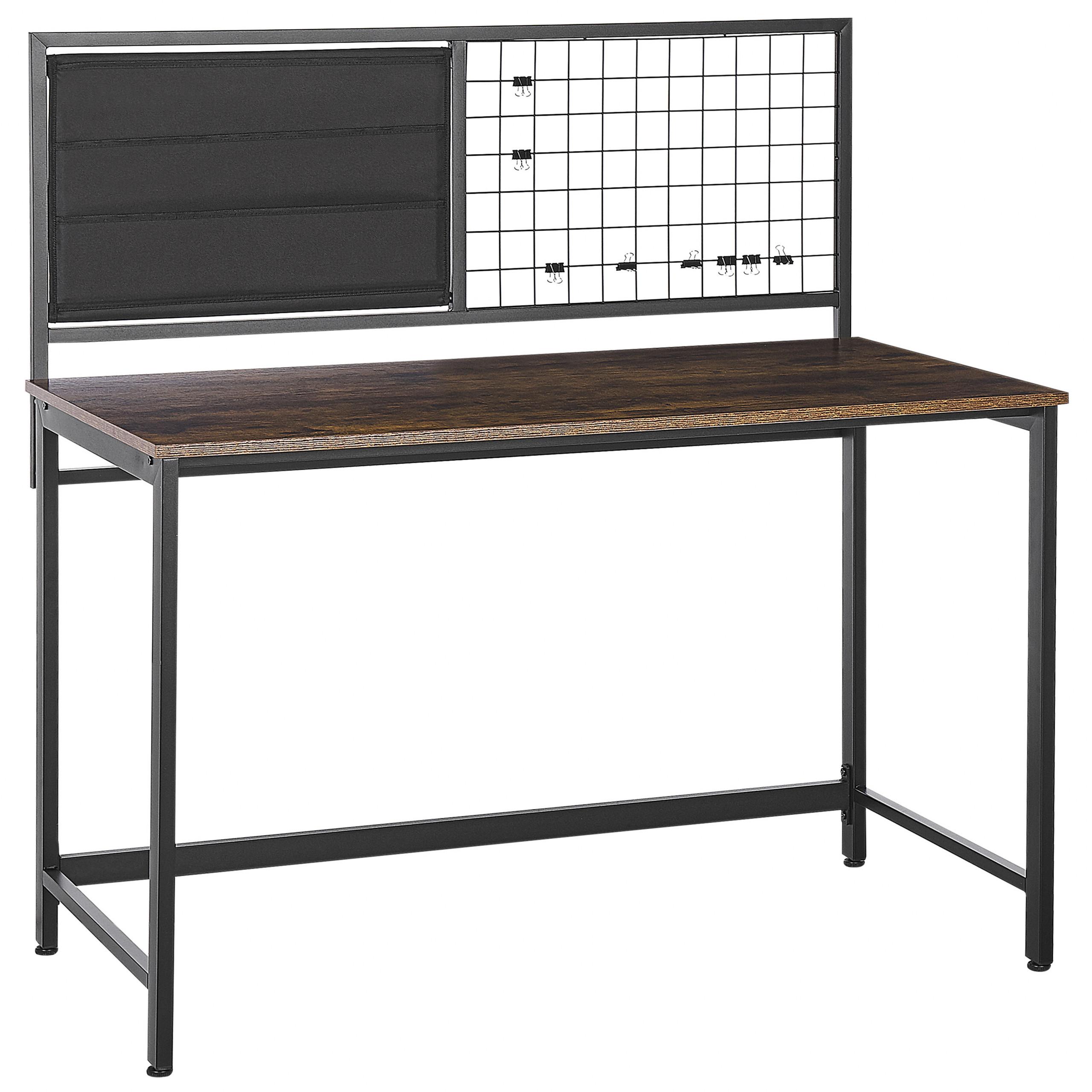SCHREIBTISCH dunkler Holzfarbton/schwarz 118/60/121 cm Vince - Schwarz, Holzwerkstoff (60/118/121cm) - Beliani