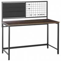 SCHREIBTISCH dunkler Holzfarbton/schwarz 118/60/121 cm Vince - Schwarz, Holzwerkstoff (60/118/121cm) - Beliani