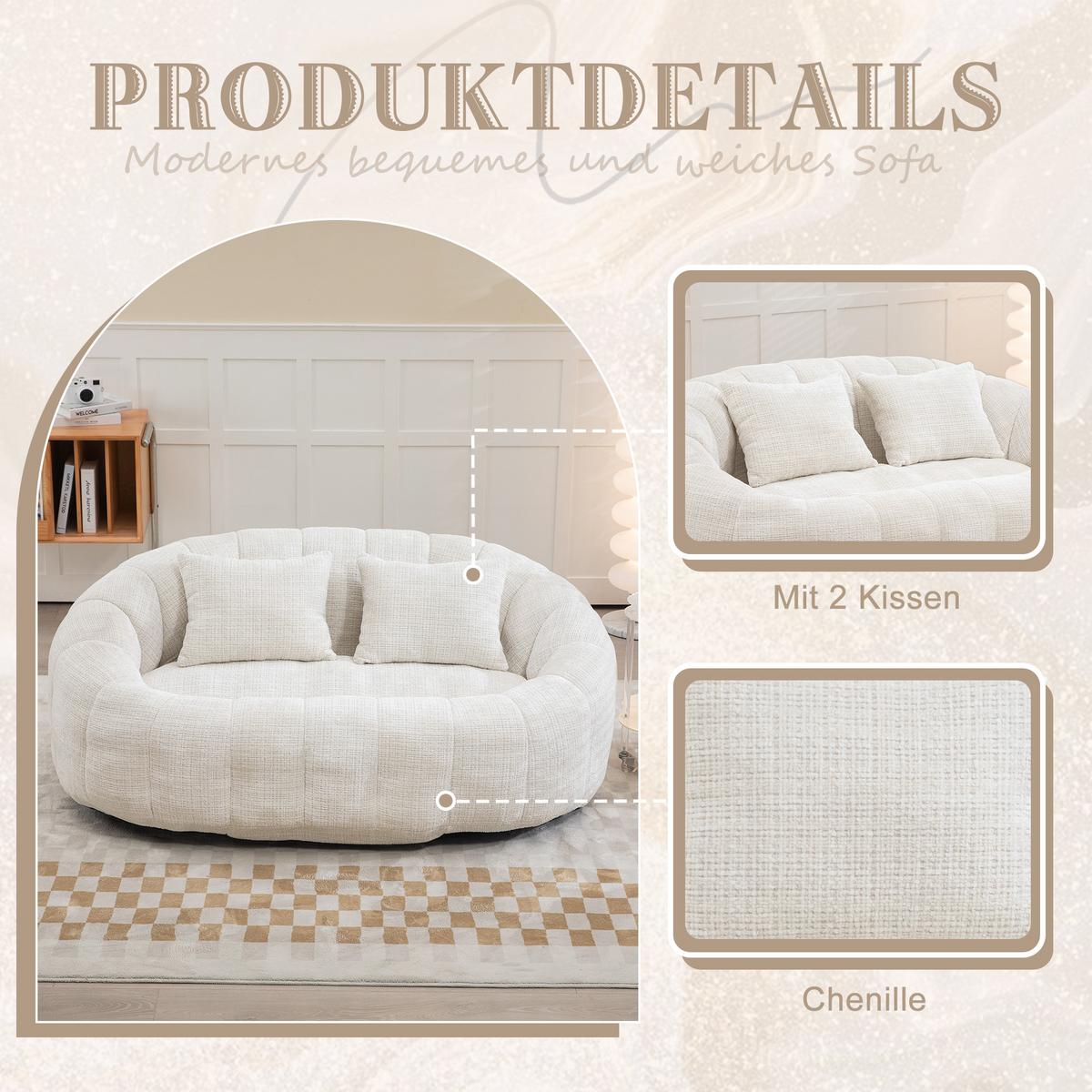BEAN BAG SOFA – Komfortabler Lazy Lounger mit hochdichtem Memory - Beige, Textil (150/63/95cm) - Urban Meuble
