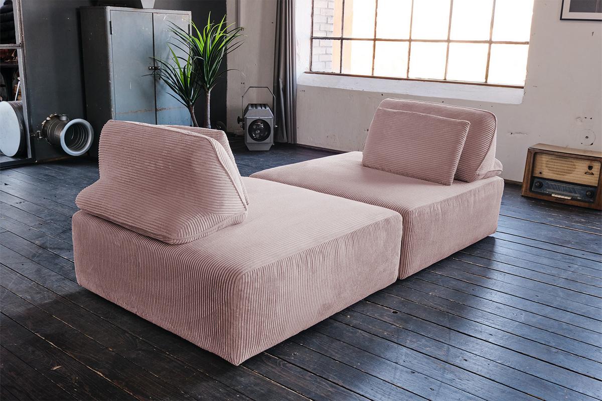 MODULSOFA WIOLO SOFT 2 MODULE 2 KISSEN Pink Cord - Schwarz/Rosa, Kunststoff/Textil (222/84/111cm) - KAWOLA