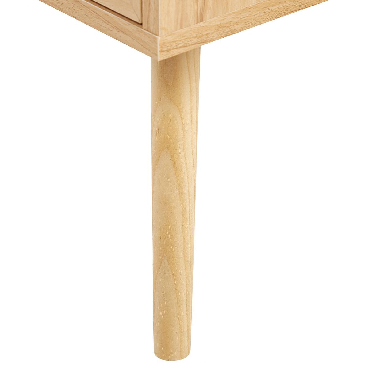 NACHTTISCH Rattan hellbraun 2 Schubladen Perote - Hellbraun/Goldfarben, Naturmaterialien (57/57/48cm) - Beliani