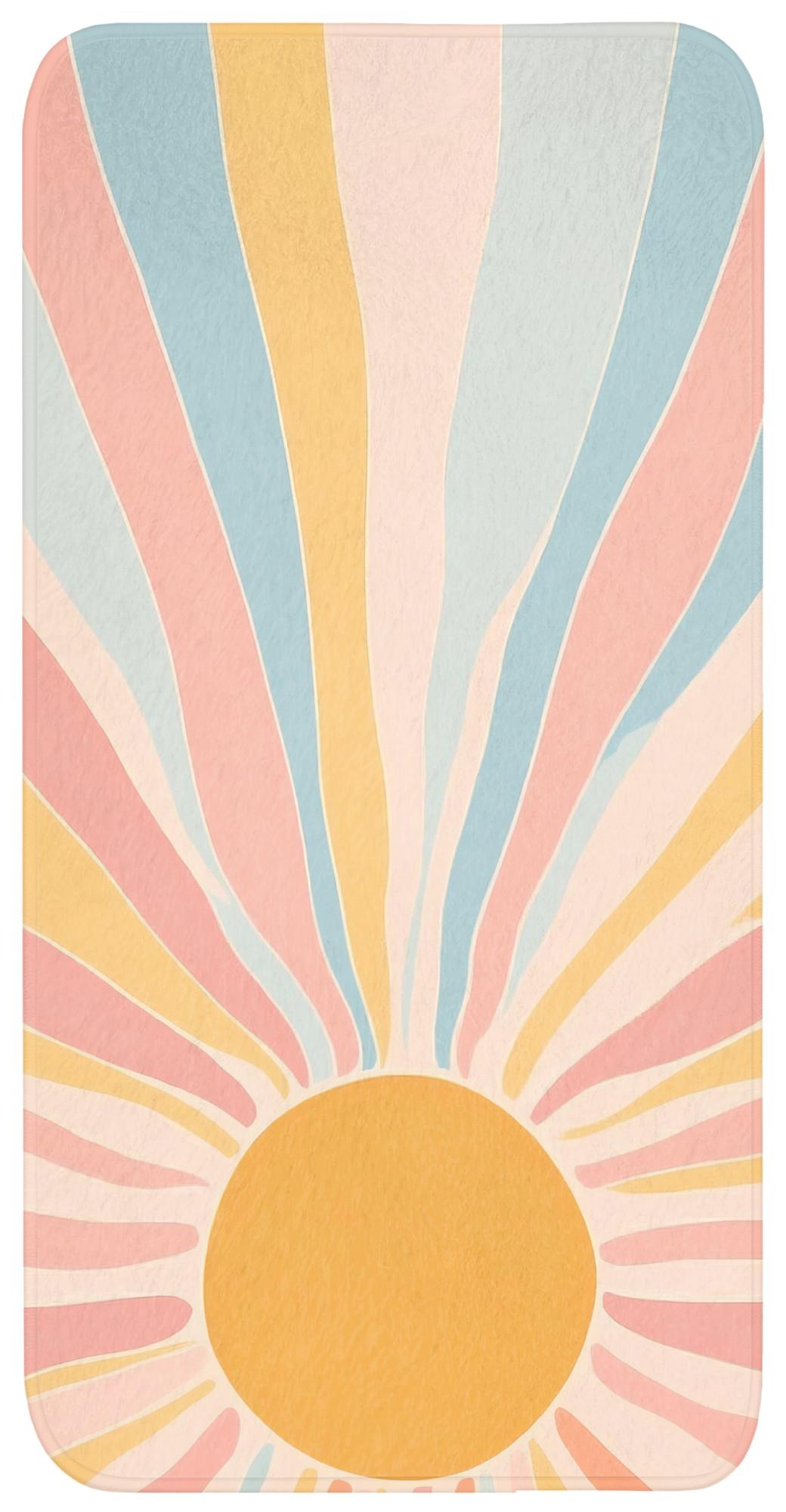 BADEMATTE Illustration - Sonne - Pastellfarben Badteppich 60x120 cm - Pastellblau, Textil (60/120cm) - OnlyWow