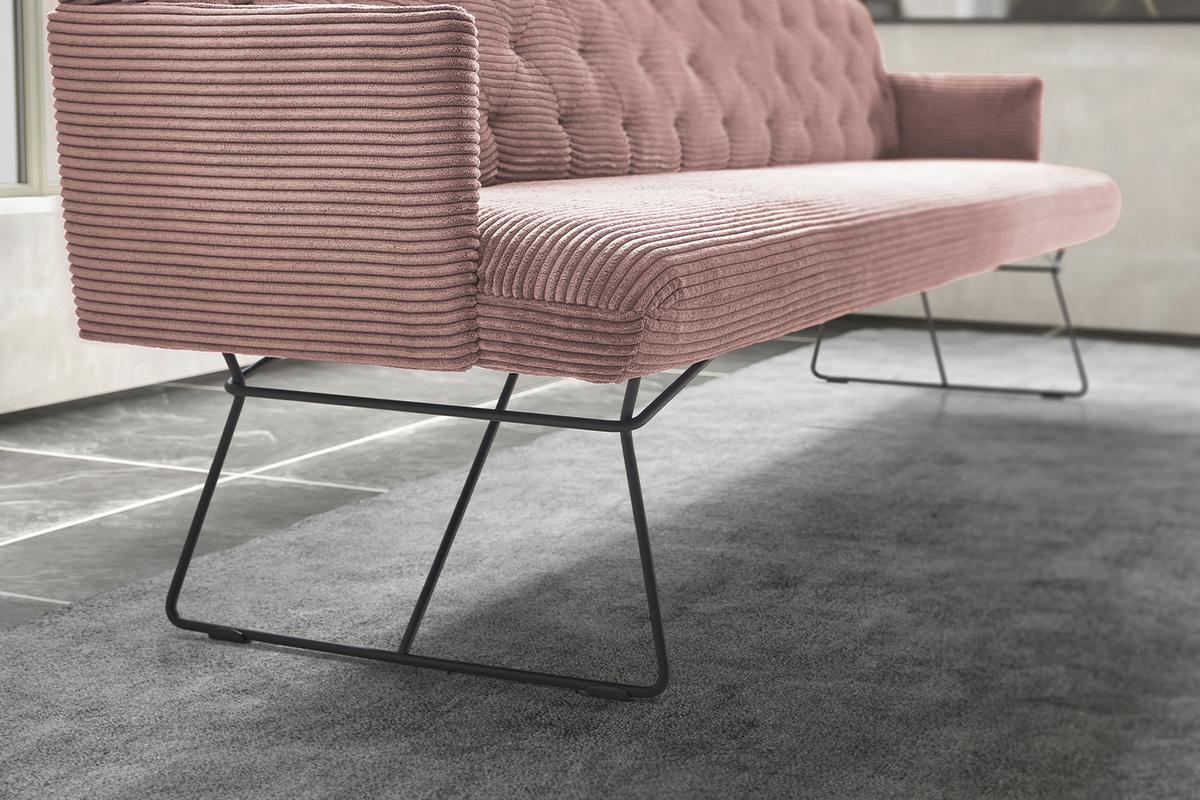 ESSZIMMERBANK CHARME Pink Cord - Pink/Rosa, Textil (166/85/69cm) - KAWOLA