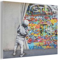 AKUSTIKBILD Graffiti - Junge - Ilussie - Straßenkunst Wanddeko 70x50 cm - Hellgrau, Kunststoff (70/50/0.9cm) - MuchoWow