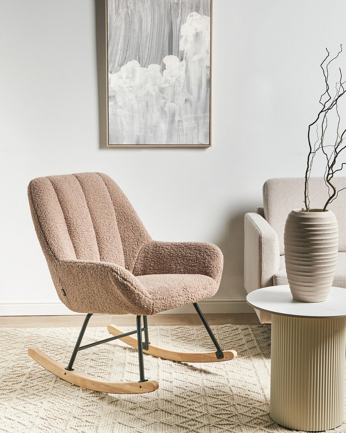 SCHAUKELSESSEL Beige Kinno - Beige/Schwarz, Textil (67/90/81cm) - Beliani