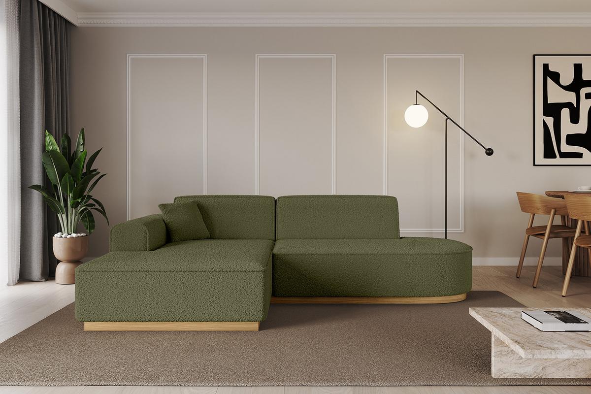 ECKSOFA Ottomane Links IREA-L1-v2 - 232x165x80 cm Grün - Platinfarben, Holzwerkstoff/Textil (232/165cm) - ALTDECOR