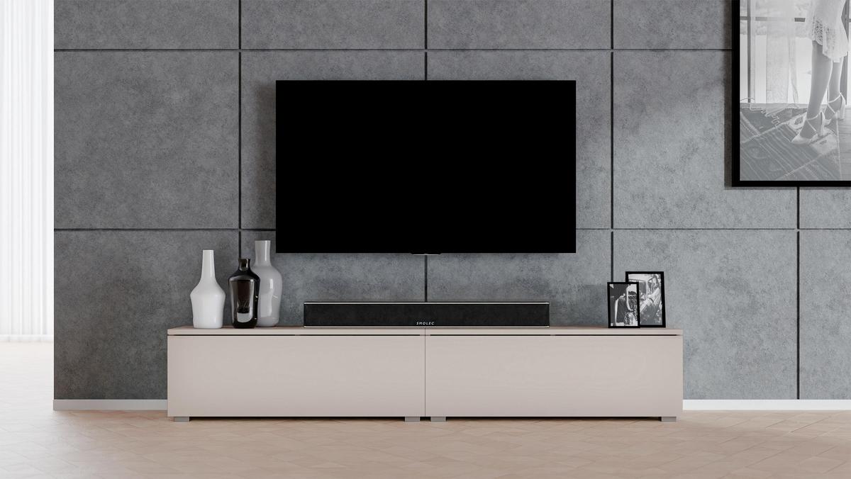 LOWBOARD Loriano 2x100 Beige Kaschmir 200/36,5/32 cm – Hängend und Stehend - Beige, Holzwerkstoff/Kunststoff (200/36.5/32cm) - AX Living