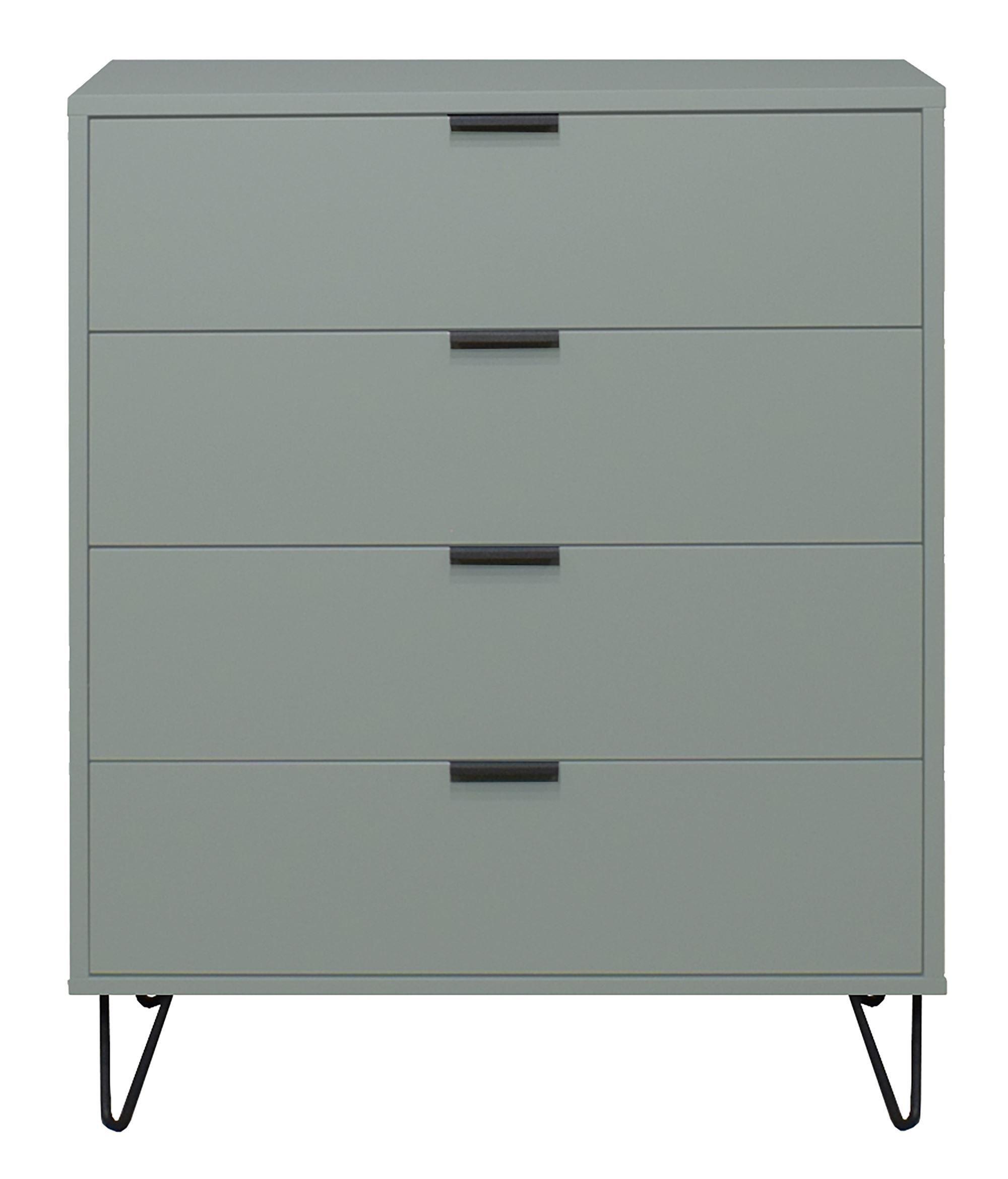 KOMMODE Erna 81x45x102 Pinie Green matt Lack - Grün, Holzwerkstoff (81/102/45cm) - 58aufmkessel