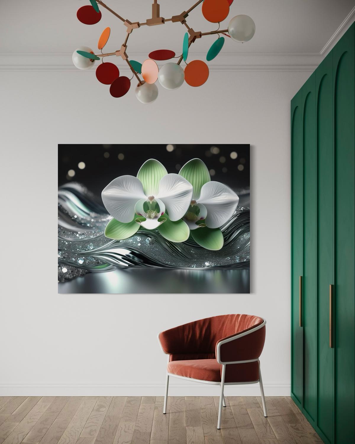 WANDBILD blume abstraktion orchidee - Silberfarben, Textil (60/40cm) - Feeby