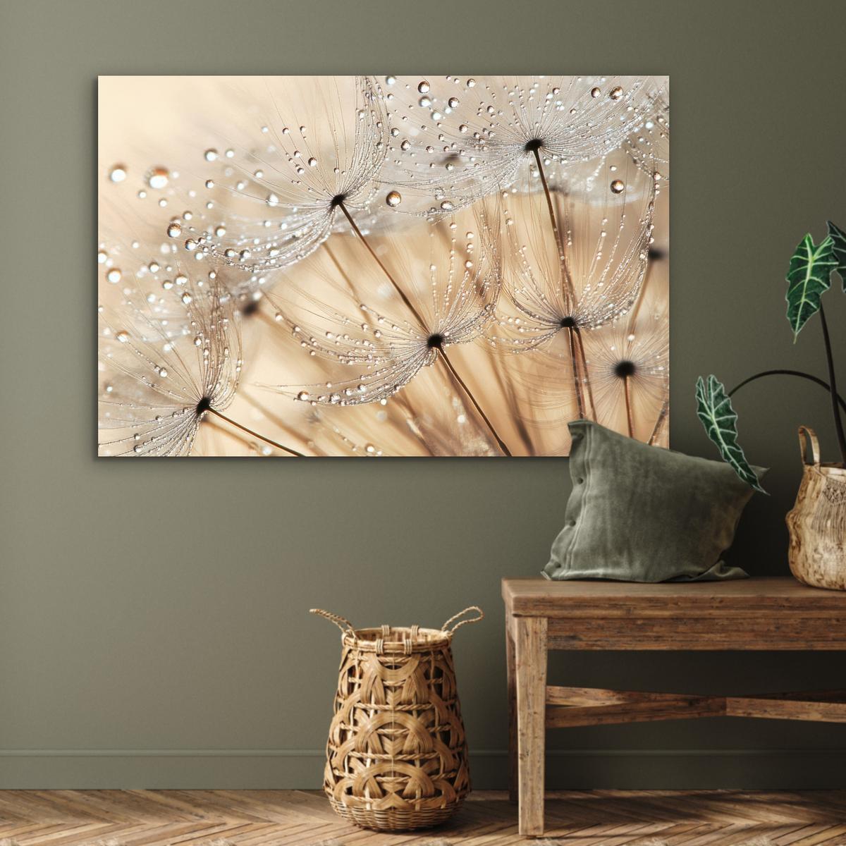 METALLBILD Löwenzahn - Abstrakt - Natur - Beige Deko Groß 120x80 cm - Braun, Metall (120/80cm) - MuchoWow