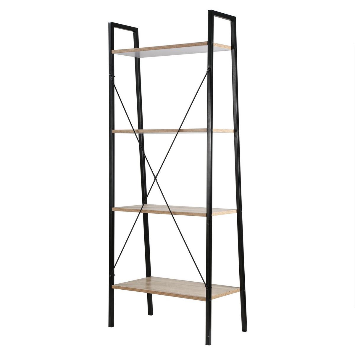 AUFBEWAHRUNGSREGAL mit 4 Ebenen im Industrial-Stil - L60 cm - Eschefarben, Metall (32.5/148/6.5cm) - Calicosy