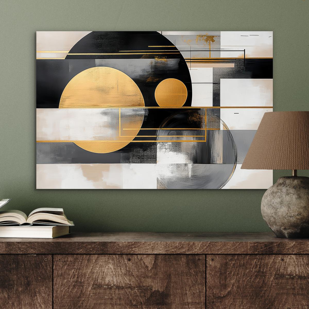 METALLBILD Abstrakt - Gold - Silber - Formen - Ästhetisch - Modern Wandbild 60x40 cm - Goldfarben, Metall (60/40cm) - MuchoWow