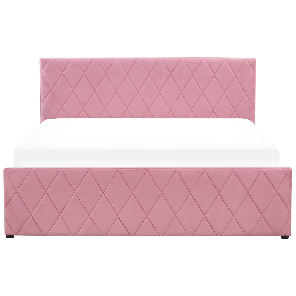 BETT mit Stauraum 160x200 cm Rosa Rochefort - Pink, Textil (160/200cm) - Beliani