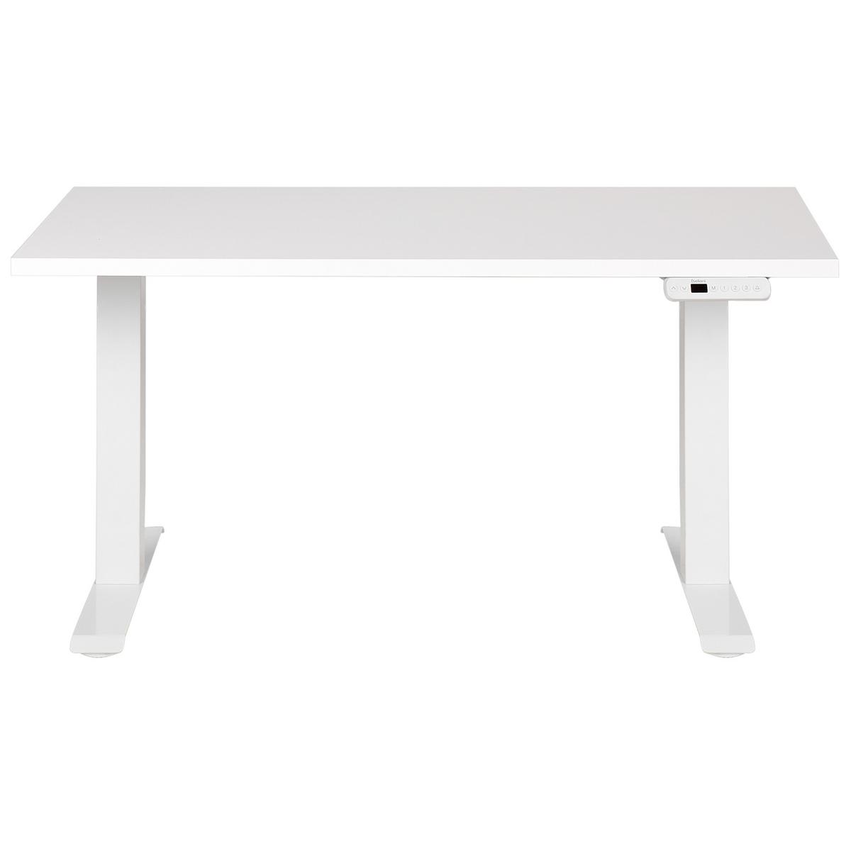 SCHREIBTISCH weiß 120/72 cm elektrisch höhenverstellbar Destines - Weiß, Holz (72/120/63cm) - Beliani