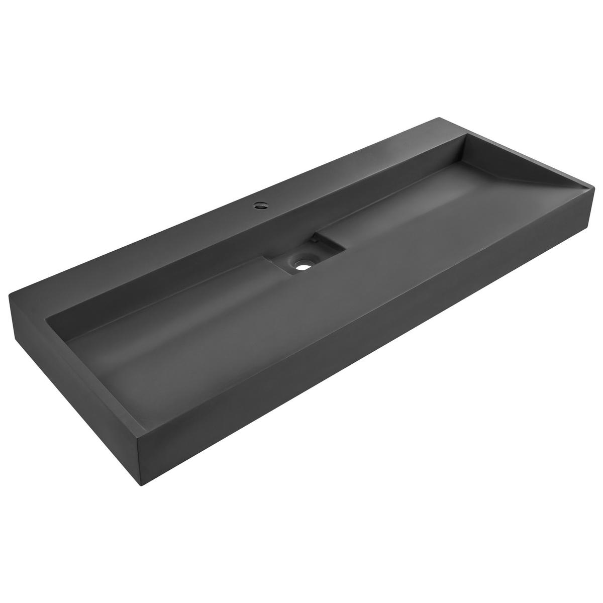 HÄNGEWASCHBECKEN Schwarz 120/46 cm Mineralguss Quenko - Schwarz, Naturmaterialen (120/12/46cm) - Beliani