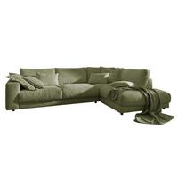 ECKSOFA MADELINE Grün Cord - Schwarz/Olivgrün, Kunststoff/Textil (325/224cm) - KAWOLA