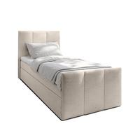 BOXBETT LEVENTE 100x200 cm mit Bettkasten und Matratze - Beige + TOPPER - Beige/Schwarz, Holz/Holzwerkstoff (100/200cm) - AX Living