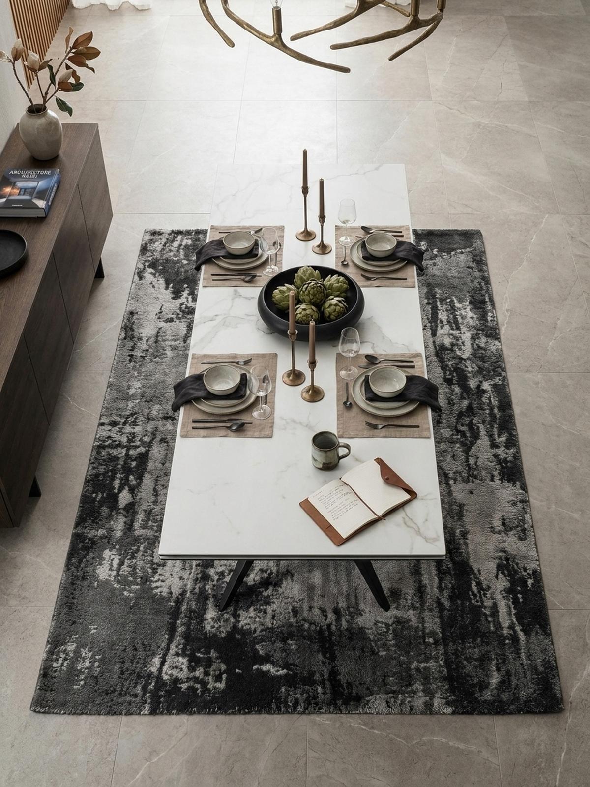 ESSTISCH Ausziehbar Keramik Glas Marmoroptik Groß, Weiß 180x95x76 cm - Schwarz/Weiß, Keramik/Metall (95/180/76cm) - KADIMA DESIGN
