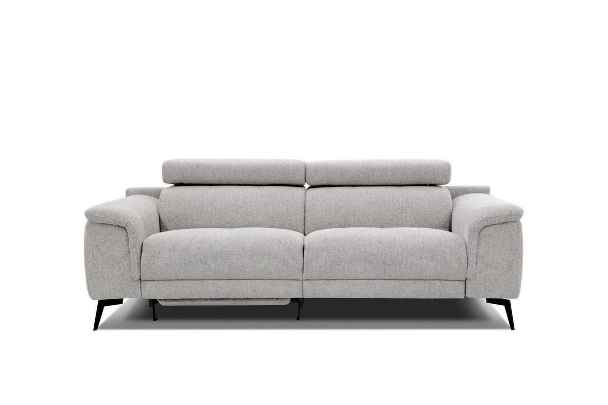RELAXSOFA FIERO 3-Sitzer mit 1 Relaxfunktion, hellgrau - Hellgrau/Schwarz, Holzwerkstoff/Textil (212/82/103cm) - Wozimo