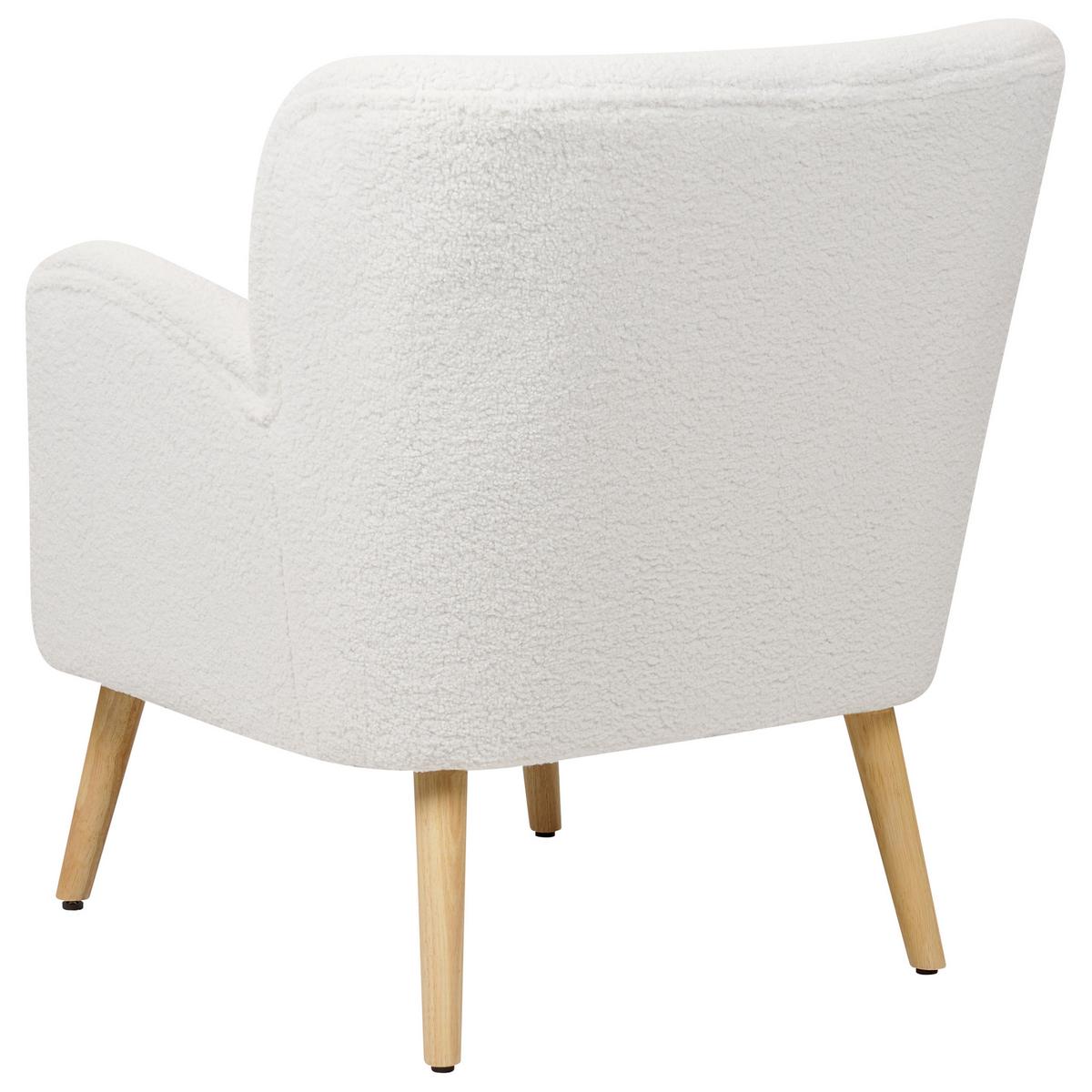 SESSEL Bouclé weiß/hellbraun plus Hocker Tumba - Hellbraun/Weiß, Textil (74/85/79cm) - Beliani