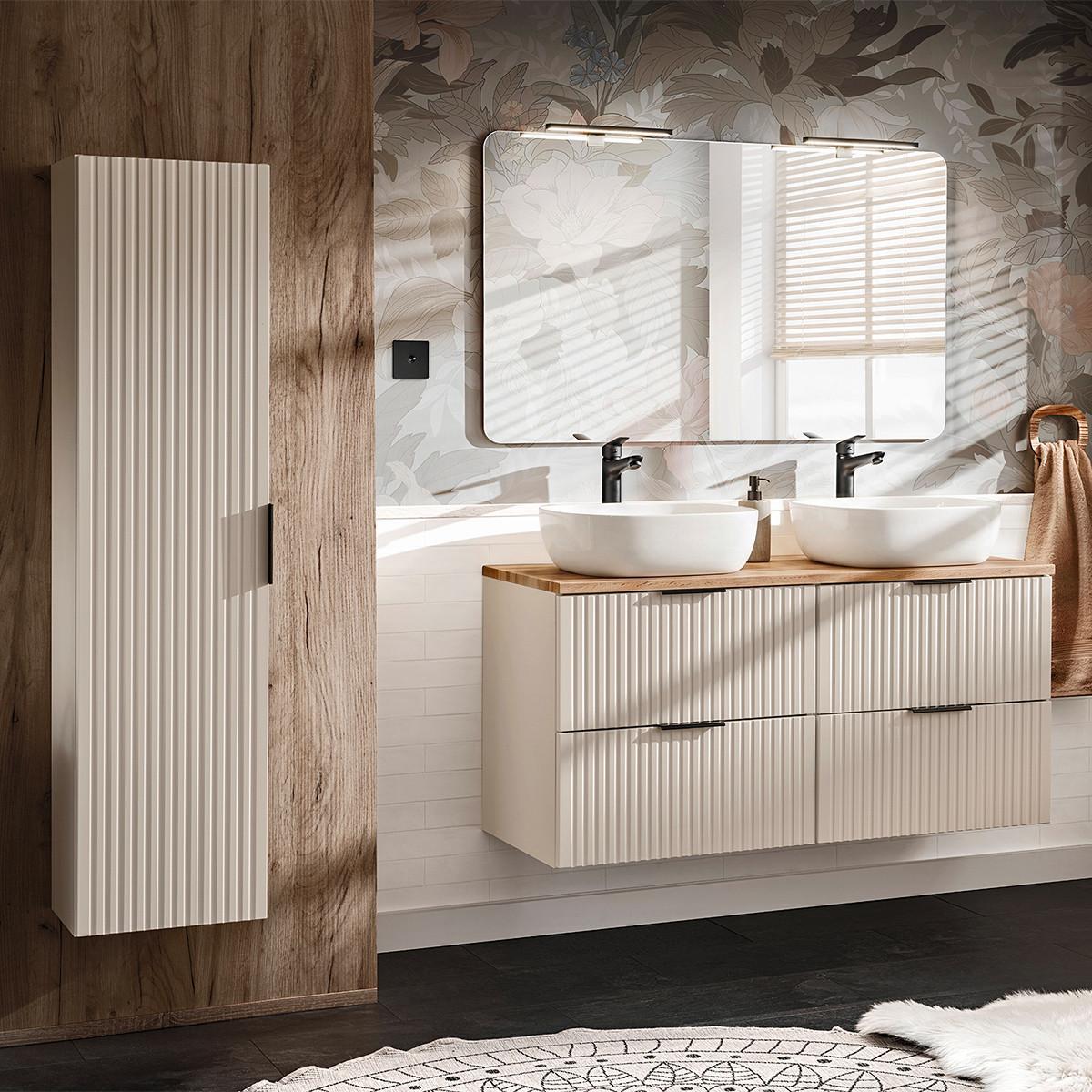 BADMÖBEL 120.8cm Adriel 2er-Set Beige - Beige, Holzwerkstoff (120.8/59/46cm) - Petits-meubles