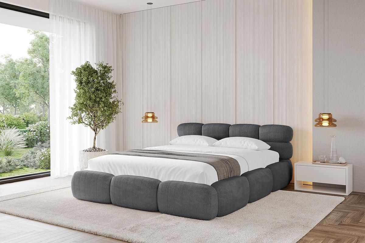 POLSTERBETT mit Bettkasten und Lattenrost, Boxbett ohne Matratze - NOMA 200x200 Dunkelgrau - Dunkelgrau, Holzwerkstoff/Textil (200/200cm) - ALTDECOR