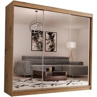 SCHWEBETÜRENSCHRANK Debra II 240/216/61 eiche Artisan mit Spiegel und Schubladen - Eiche Artisan, Holzwerkstoff (240/216/61cm) - Beautysofa