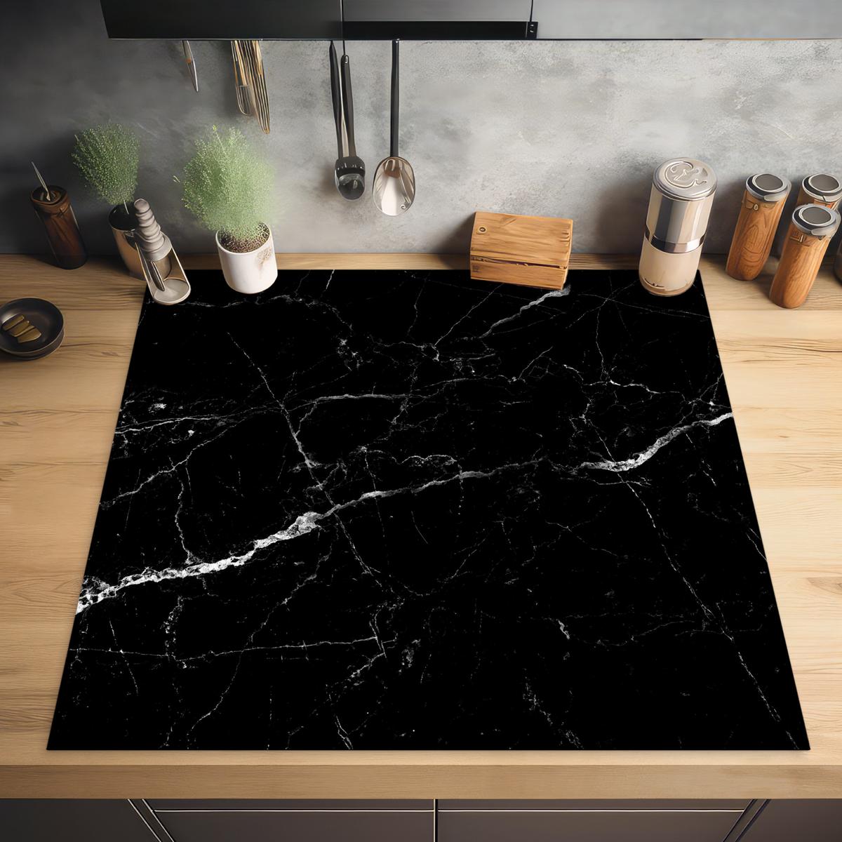HERDABDECKPLATTE Marmoroptik - Schwarz - Luxus Induktionsmatte 78x78 cm - Grau, Kunststoff (78/78/0.2cm) - MuchoWow