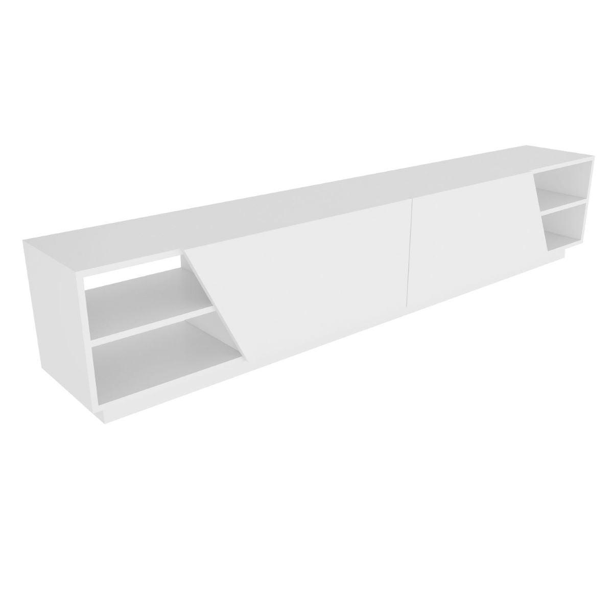 TV-MÖBEL 4 Regale 2 Türen L240 cm - Rhodes - Weiß, Holzwerkstoff (37.1/47.4/17cm) - Calicosy