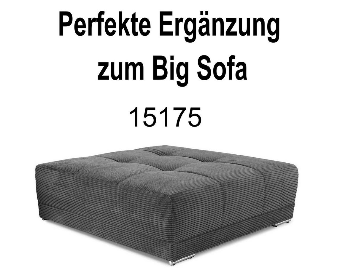 BIG-SOFA Federkern B306/T134/H86 cm, Liegefläche 120x240 cm, Cord Dunkelgrau / 15171 - Chromfarben/Dunkelgrau, Textil/Metall (306/86/134cm) - luma-home