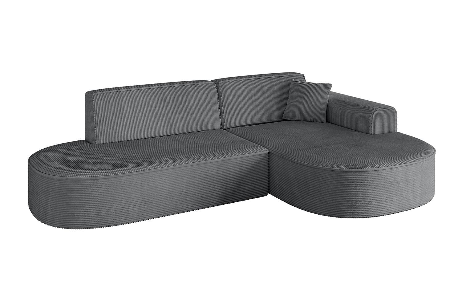 ECKSOFA Ottomane Rechts MARI-L1 - 243x171x79 cm Dunkelgrau Cord - Dunkelgrau/Schwarz, Holzwerkstoff/Kunststoff (234/163cm) - ALTDECOR