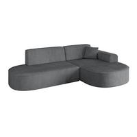 ECKSOFA Ottomane Rechts MARI-L1 - 243x171x79 cm Dunkelgrau Cord - Dunkelgrau/Schwarz, Holzwerkstoff/Kunststoff (234/163cm) - ALTDECOR