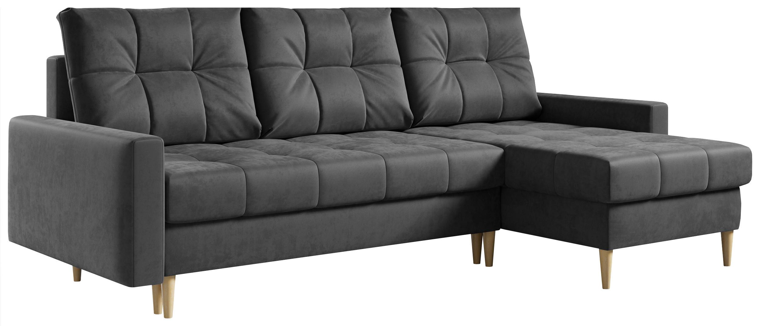 ECKSOFA Astra Grau Velvet - Braun/Grau, Holz/Textil (220/140cm) - MKS