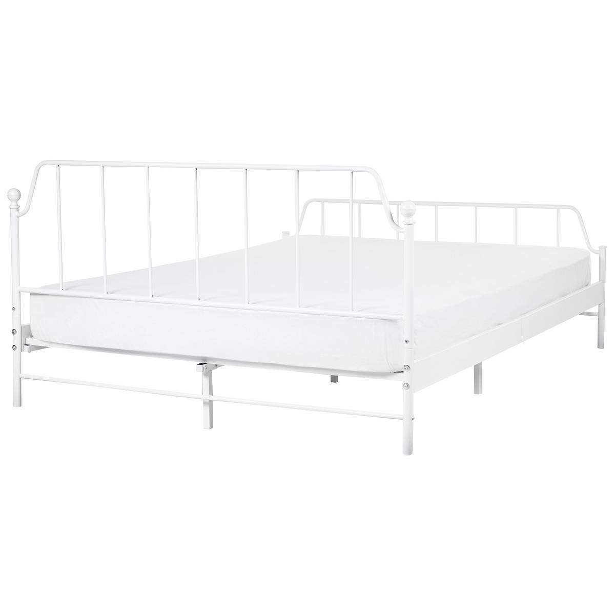 BETT mit Lattenrost 160/200 cm Weiß Mauressac - Weiß, Metall (160/200cm) - Beliani