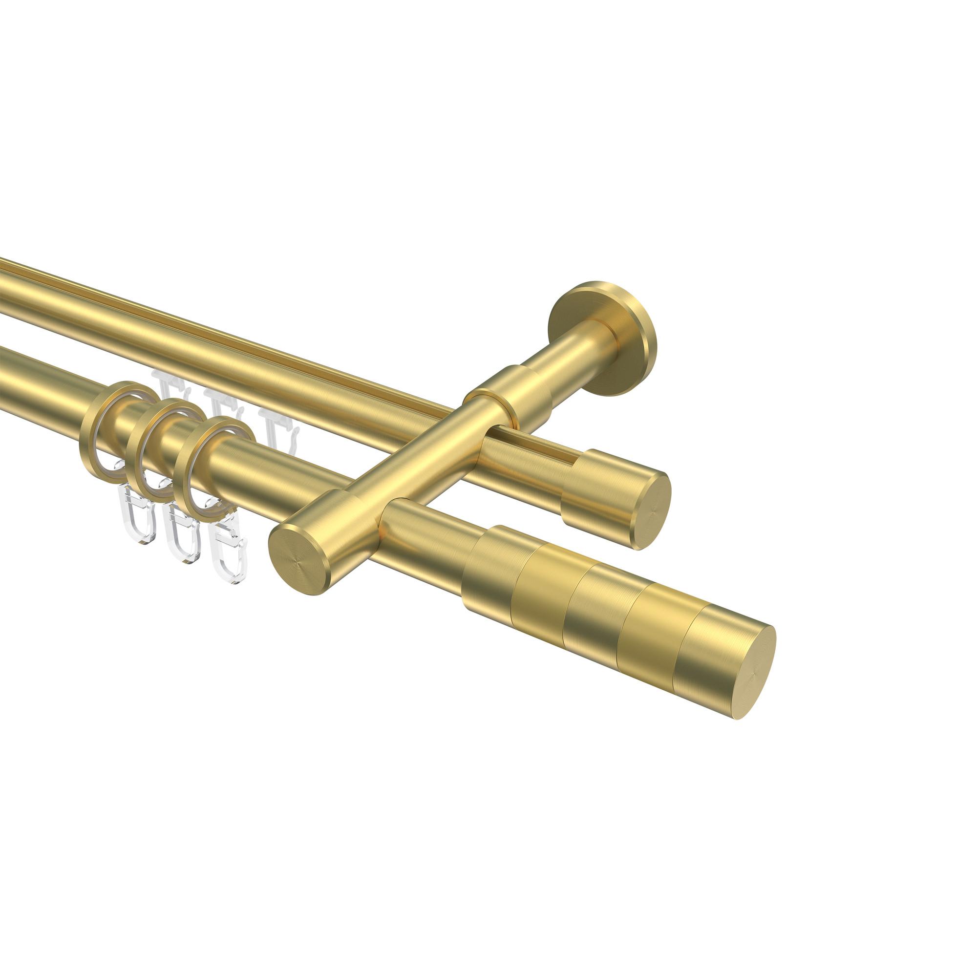 GARDINENSTANGE RUNDROHR-INNENLAUF Prestige Mavell 200 cm, 2-läufig, 20 mm Ø Messing-Optik - Messingfarben/Goldfarben, Metall (200cm) - INTERDECO