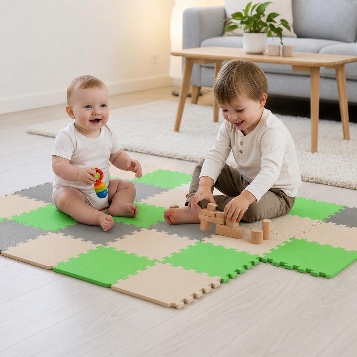 SPIELMATTE ab Null - 270/90 cm Puzzlematte Grau - Multicolor, Kunststoff (30/30cm) - Littletom